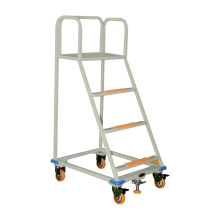 safety Warehouse Movable Trolley Ladder With Wheels